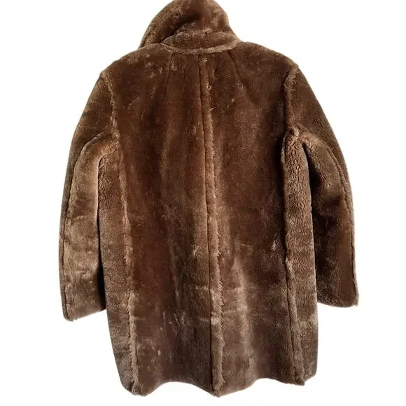 J. Crew Women's Teddy Peacoat NWT new XXS/XS in chocolate faux fur - Picture 4 of 9
